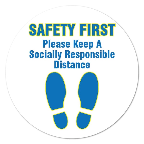 Safety First Social Distancing Non-Slip Floor Graphic, 16" x 16", FD-C-16-99996